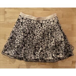 Club Monaco Lace Floral Blush Black Sheet Layered Mini Skirt 8